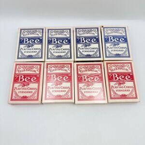 Bee No 92 Club Special Playing Cards Standard Back 67 Red Blue 8 Deck Lot VTG